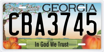 GA license plate CBA3745