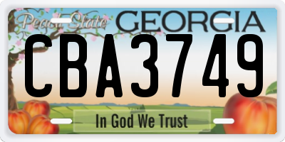 GA license plate CBA3749