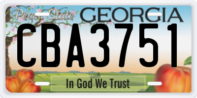 GA license plate CBA3751