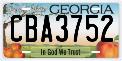 GA license plate CBA3752