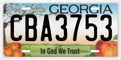 GA license plate CBA3753