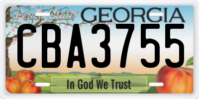 GA license plate CBA3755