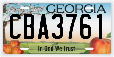 GA license plate CBA3761