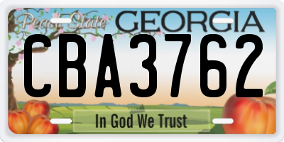 GA license plate CBA3762