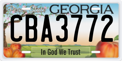 GA license plate CBA3772
