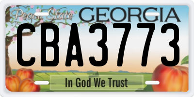 GA license plate CBA3773