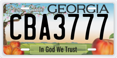 GA license plate CBA3777