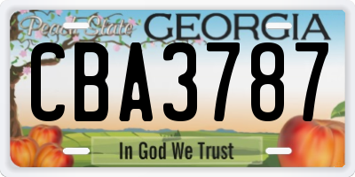 GA license plate CBA3787