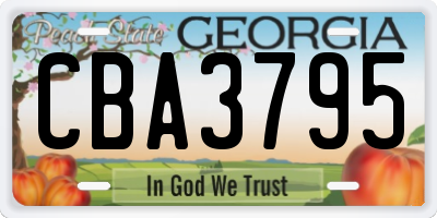 GA license plate CBA3795