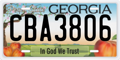 GA license plate CBA3806