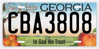 GA license plate CBA3808