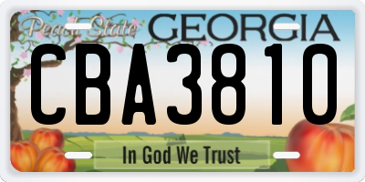 GA license plate CBA3810