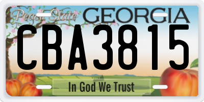 GA license plate CBA3815