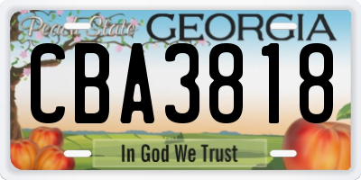 GA license plate CBA3818