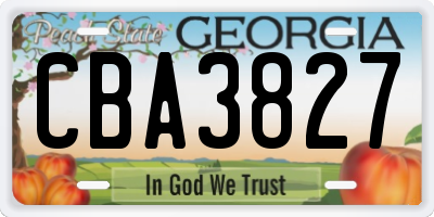 GA license plate CBA3827