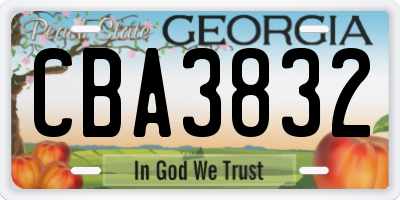 GA license plate CBA3832