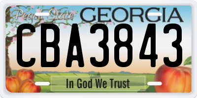 GA license plate CBA3843