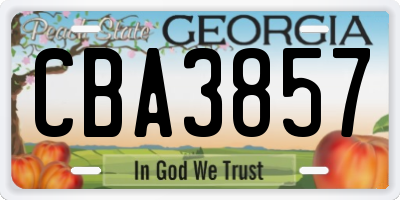 GA license plate CBA3857
