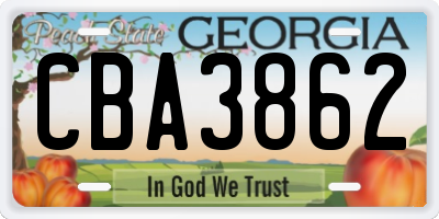 GA license plate CBA3862