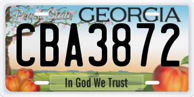 GA license plate CBA3872
