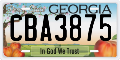 GA license plate CBA3875
