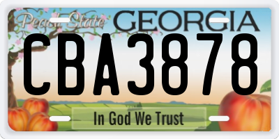 GA license plate CBA3878