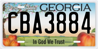 GA license plate CBA3884