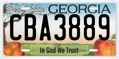 GA license plate CBA3889