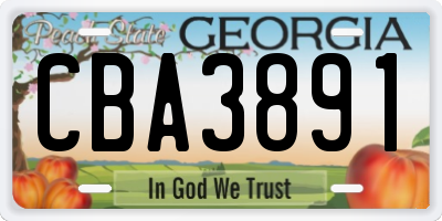GA license plate CBA3891