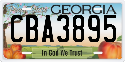 GA license plate CBA3895