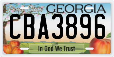GA license plate CBA3896