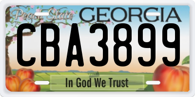 GA license plate CBA3899