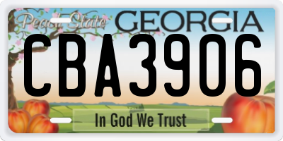 GA license plate CBA3906