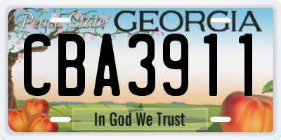 GA license plate CBA3911
