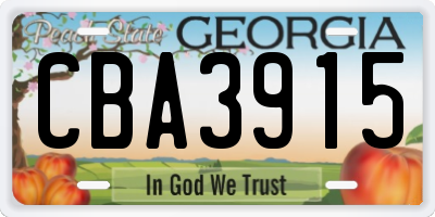 GA license plate CBA3915