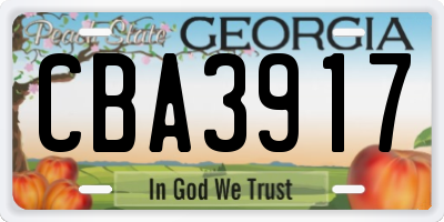 GA license plate CBA3917