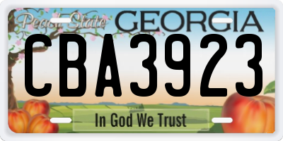 GA license plate CBA3923