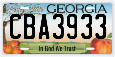 GA license plate CBA3933