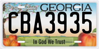 GA license plate CBA3935