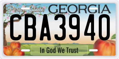 GA license plate CBA3940