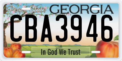 GA license plate CBA3946