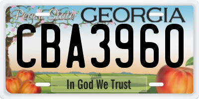 GA license plate CBA3960