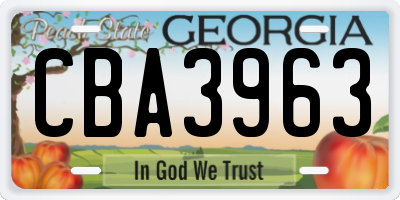 GA license plate CBA3963