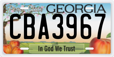 GA license plate CBA3967