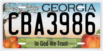 GA license plate CBA3986
