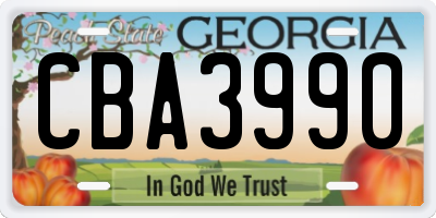 GA license plate CBA3990