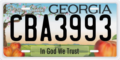 GA license plate CBA3993