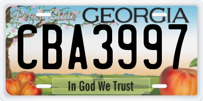 GA license plate CBA3997