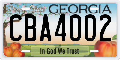 GA license plate CBA4002