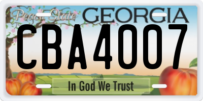 GA license plate CBA4007